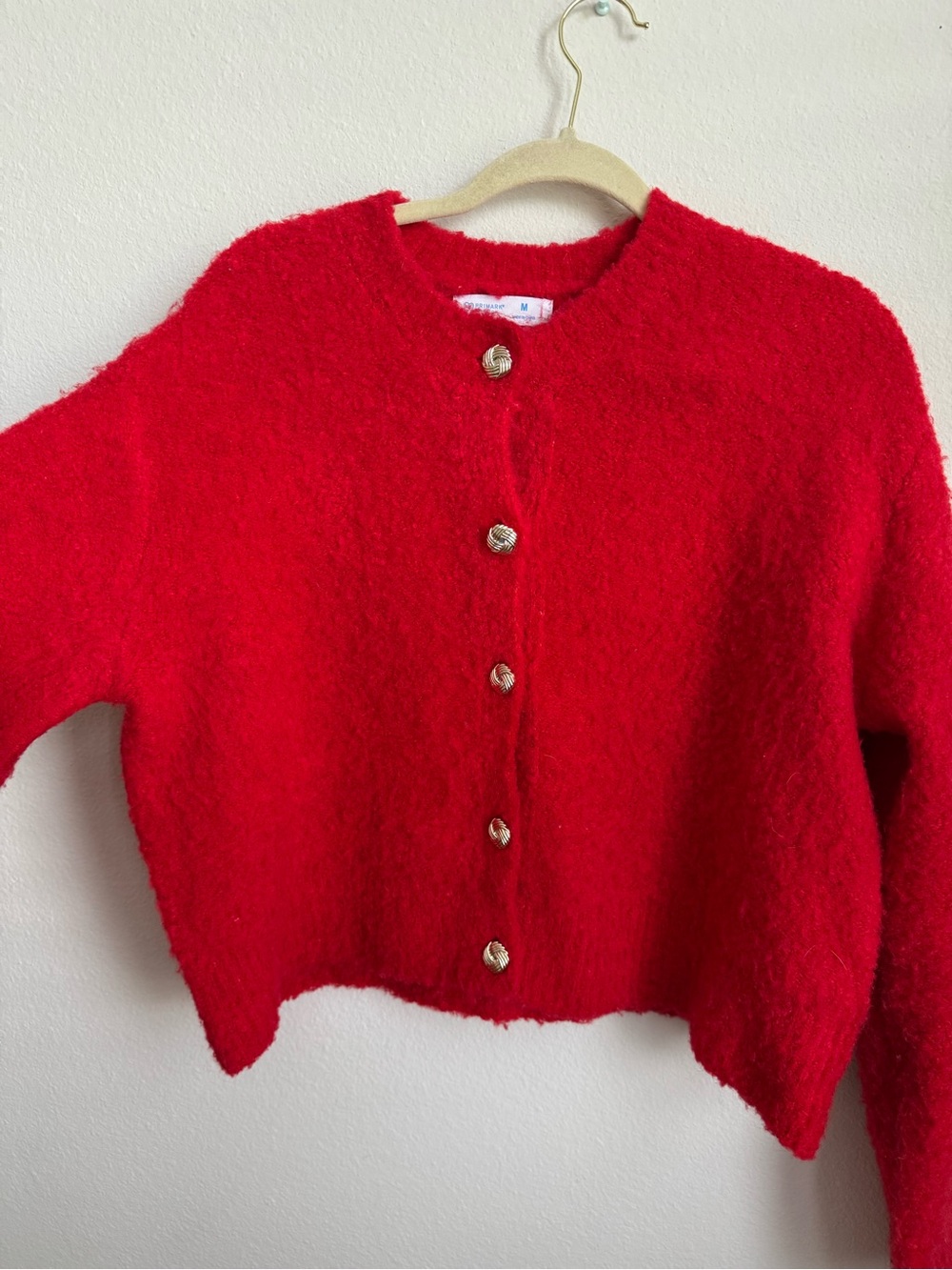 Primark Red Fuzzy Button-Up Cardigan - Picture 3 of 7